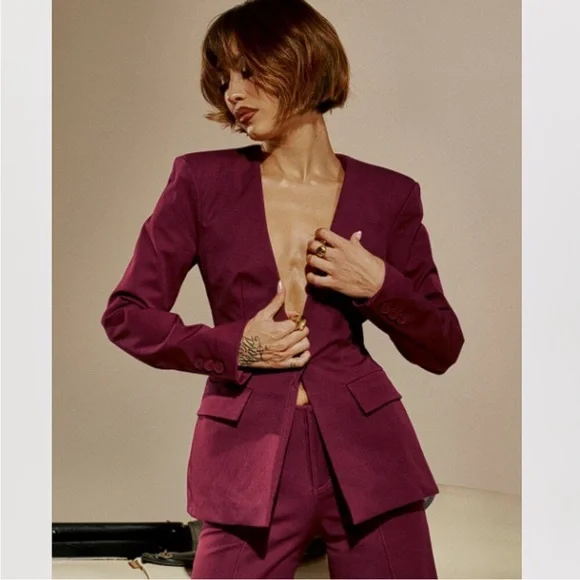 House of‎ CB 'Theodora' Wine Deep V Blazer NWOT size M - Picture 4 of 12